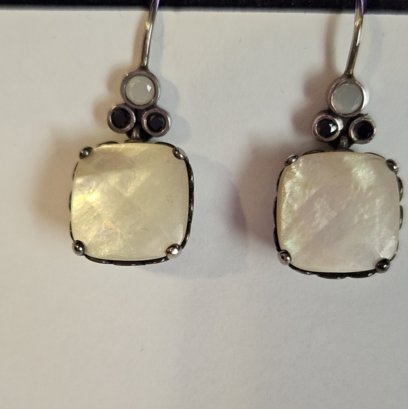 PANDORA Sincerity Sterling Silver Mother of Pearl Onyx Necklace & Earrings Set - Picture 7 of 9